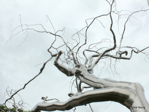 silver tree, art, sculpture