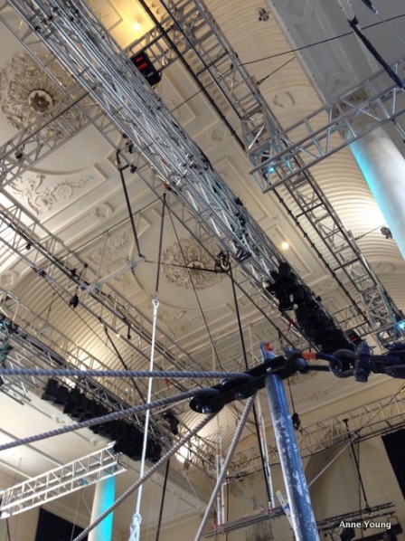 ceiling with trapeze scaffolding